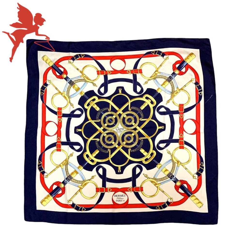 VINTAGE HERMES Experion D'Or Silk Scarf